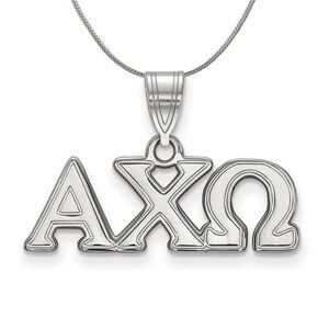 Sterling Silver Alpha Chi Omega Medium Greek Pendant Necklace, 24 Inch